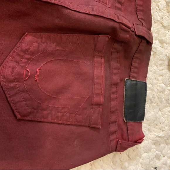 True Religion Halle Crimson Red Maroon Wine Coated Super Skinny Jeans Womens 30 - Picture 4 of 9